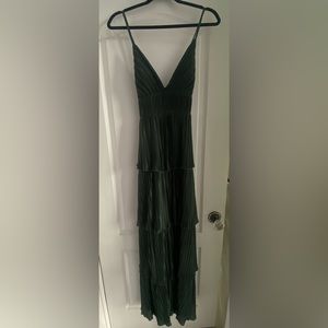 Dillards dark green layered prom dress